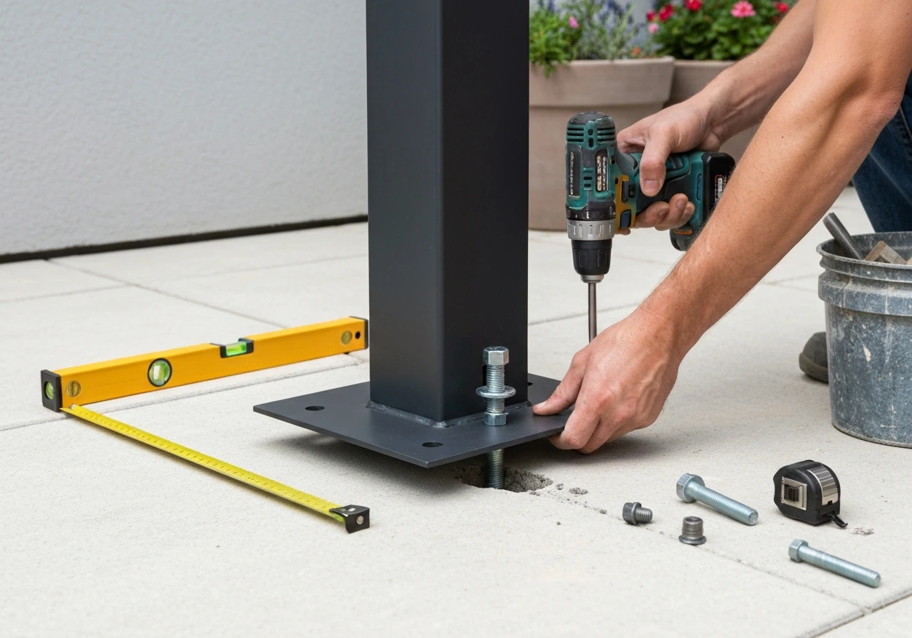 how to secure a pergola to a patio