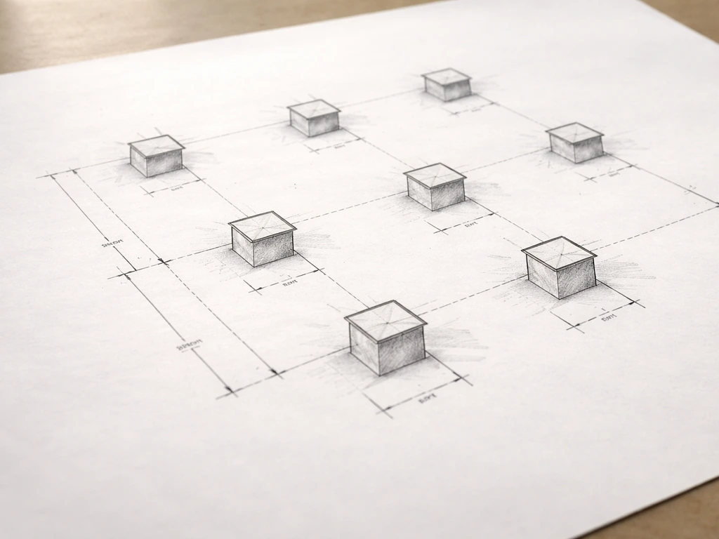 Close-up of patio footing plan showing concrete post footings with size callouts
